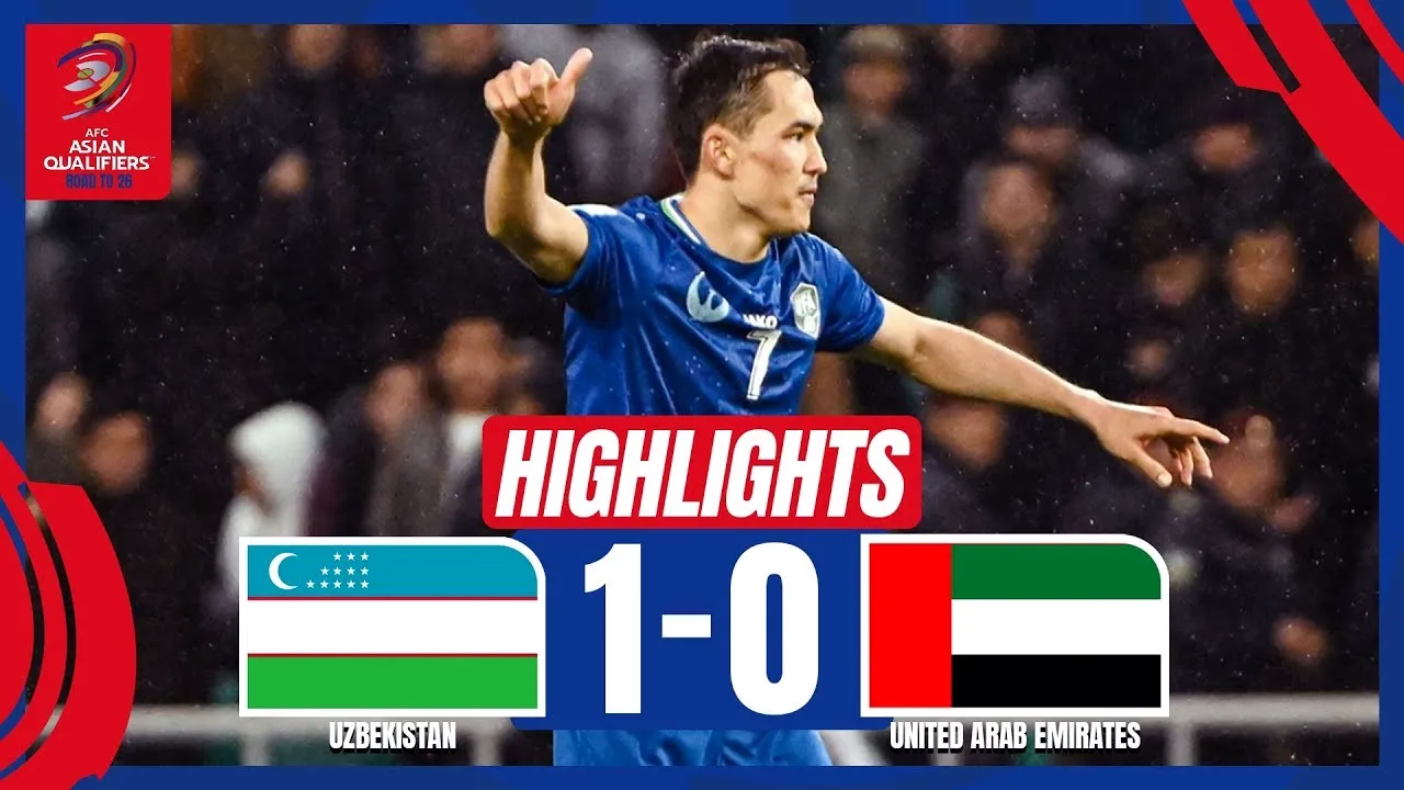 ไฮไลท์บอล อุซเบกิสถาน เฉือนชนะ สหรัฐอาหรับเอมิเรตส์ 1-0 ศึกฟุตบอลโลก 2026 รอบคัดเลือก โซนเอเชีย 16 ตุลาคม 2567