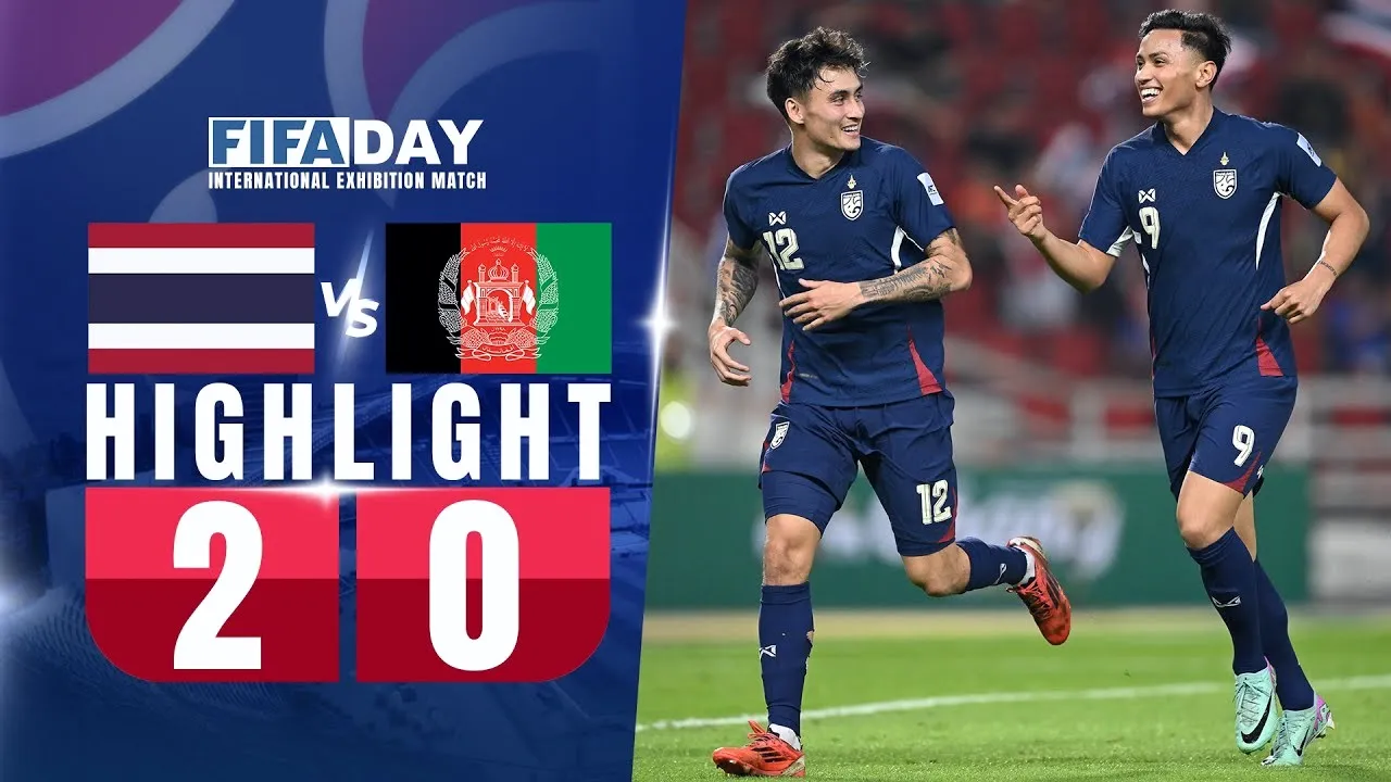 ไฮไลท์ฟุตบอลกระชับมิตรทีมชาติ 22/03/2568 ไทยเฉือนอัฟกานิสถาน 2-0 คว้าชัยในบ้าน