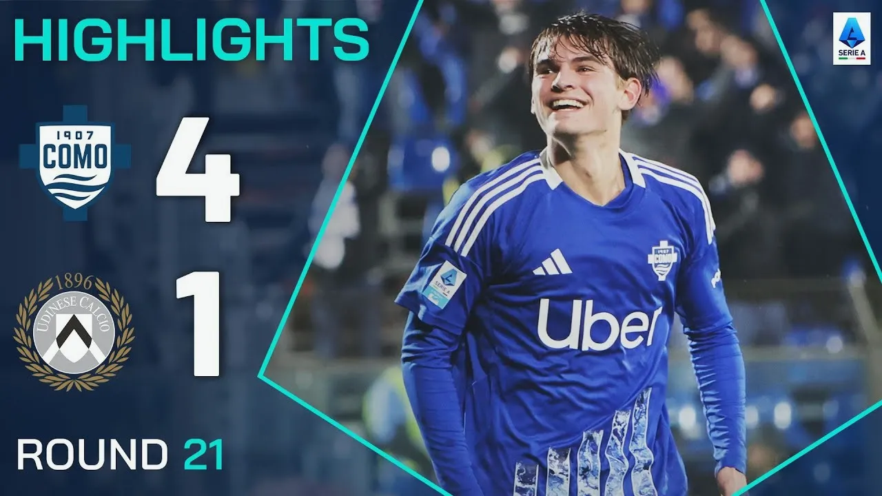 [ไฮไลท์ฟุตบอล 21/01/2568] โคโม่ 4-1 อูดิเนเซ่ เก็บสามแต้มสุดเดือดในกัลโช่ เซเรียอา อิตาลี ฤดูกาล 2025