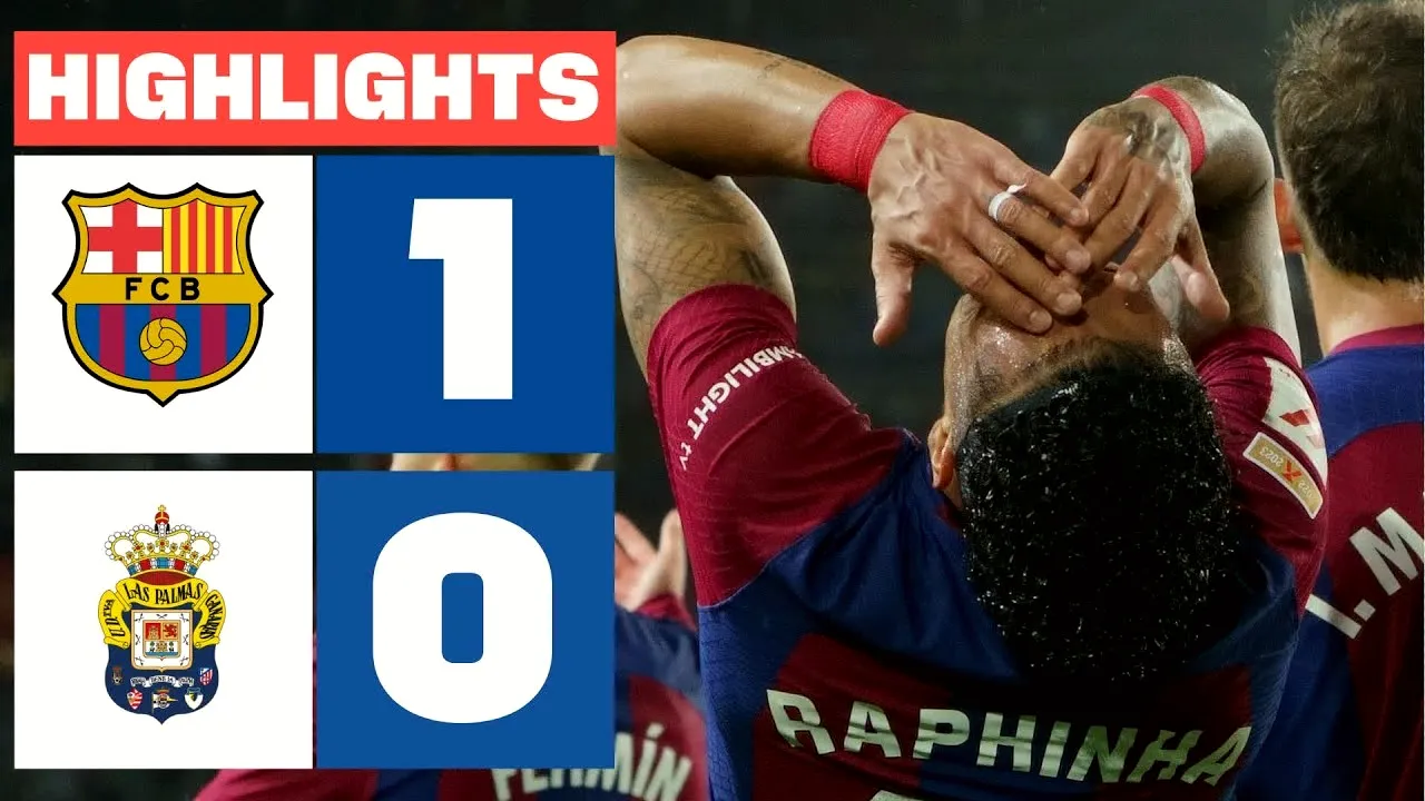 ดูไฮไลท์บาร์เซโลน่าเฉือนลาส พัลมาส 1-0 ลาลีก้าสเปน 2024 วันที่ 31 มีนาคม 2567 ที่ dooball168hd.com