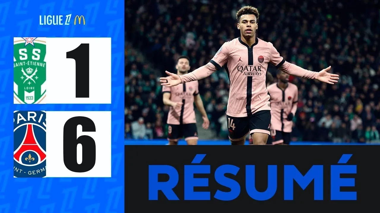 ไฮไลท์ฟุตบอล ปารีส แซงต์ แชร์กแมง บุกอัด แซงต์ เอเตียน 6-1 ลีกเอิง ฝรั่งเศส 2025 วันที่ 30/03/2568