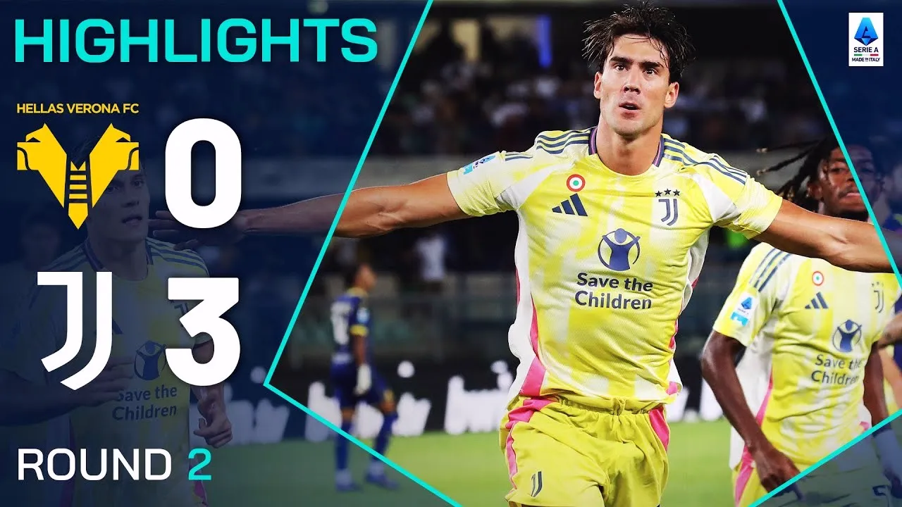 ไฮไลท์ฟุตบอลกัลโช่เซเรียอาอิตาลี 2024 ยูเวนตุสบุกชนะเวโรน่า 3-0 วันที่ 27 สิงหาคม 2567