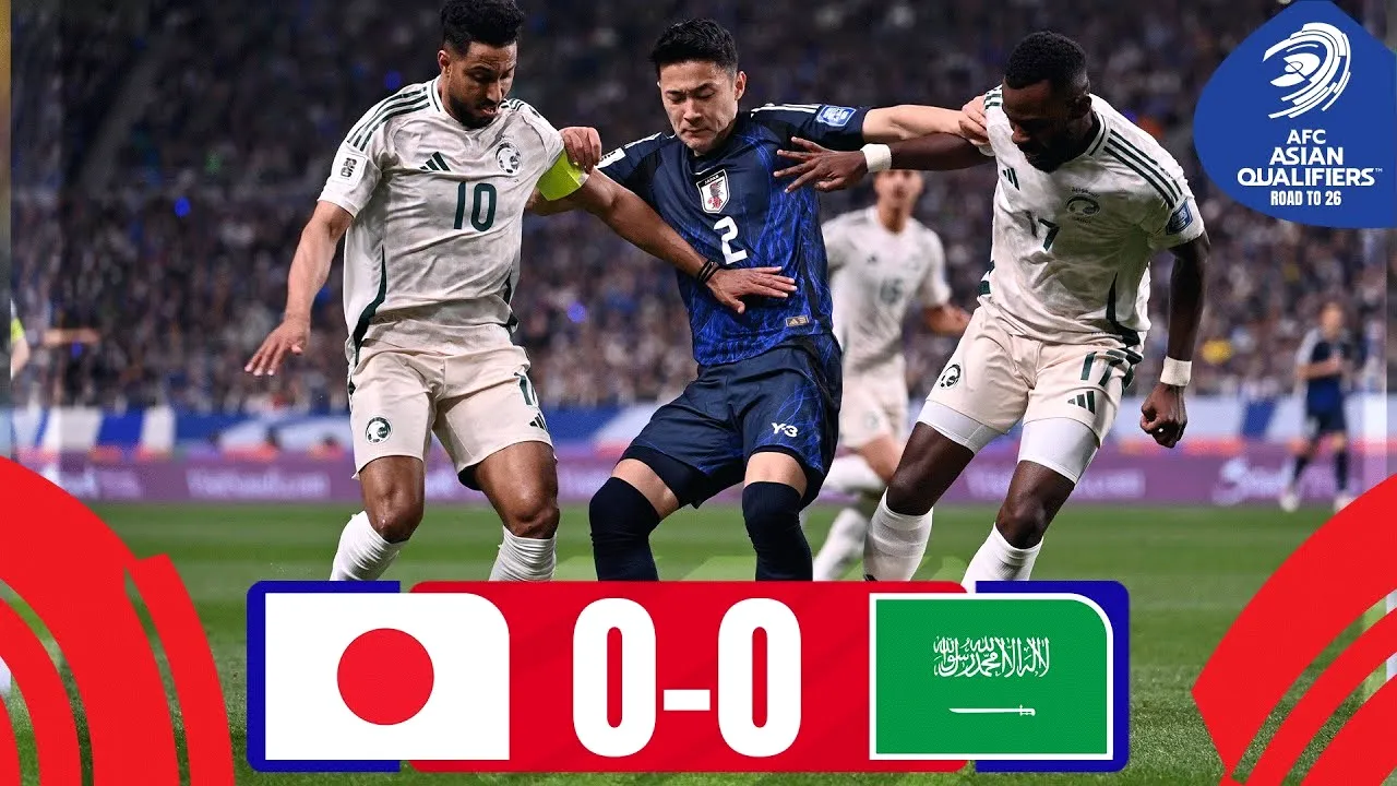 ชมไฮไลท์ฟุตบอล ญี่ปุ่น 0-0 ซาอุดีอาระเบีย ศึกฟุตบอลโลก 2026 รอบคัดเลือก โซนเอเชีย วันที่ 26 มีนาคม 2568 ที่ dooball168hd.com
