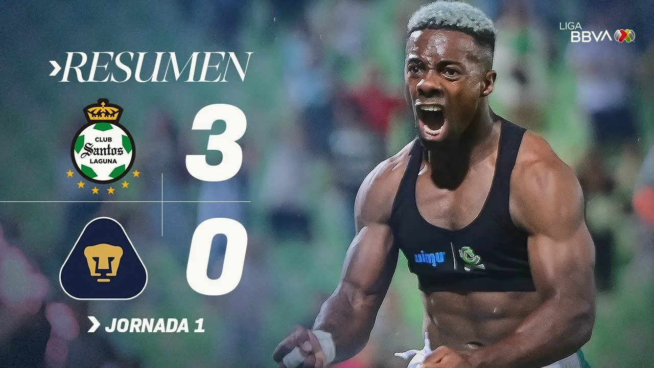 ไฮไลท์ฟุตบอล ซานโตส ลากูน่า ชนะ พูมาส ยูนัม 3-0 เกมลีกเม็กซิโก พรีเมร่า ดิวิชั่น ฤดูกาล 2025 วันที่ 13 กรกฎาคม 2568