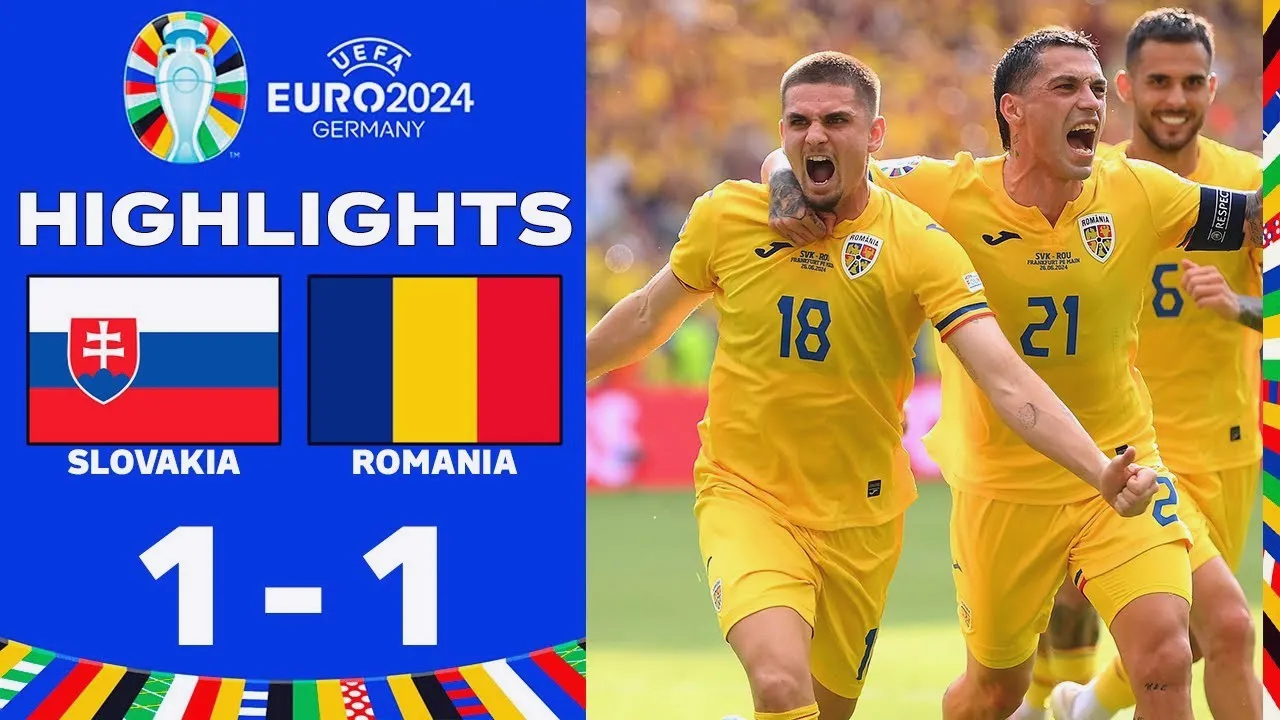 สโลวาเกียเจ๊าโรมาเนีย 1-1 ในศึกยูโร 2024 วันที่ 27 มิถุนายน 2567 ดูไฮไลท์ฟุตบอลได้ที่ dooball168hd.com