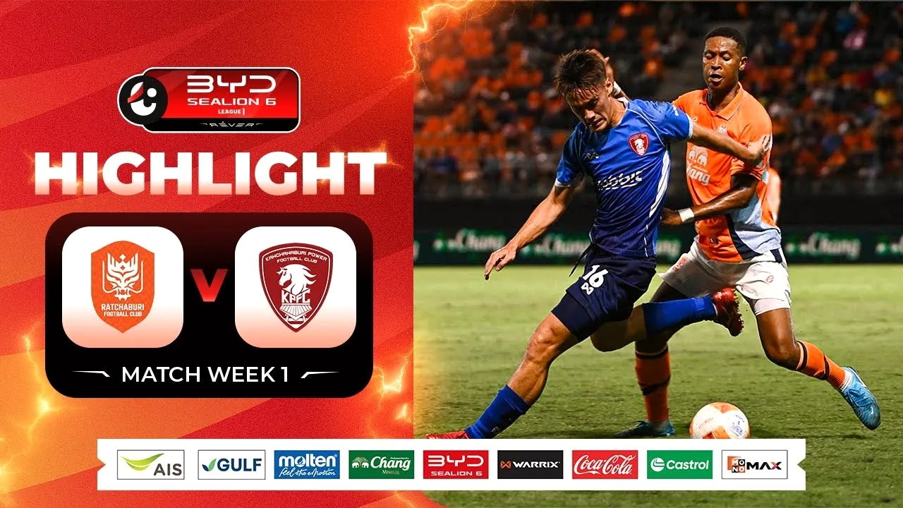 ไฮไลท์ฟุตบอลไทยลีก 2025 ราชบุรี เอฟซี เสมอกับ พลังกาญจน์ เอฟซี 1-1 วันที่ 15 สิงหาคม 2568