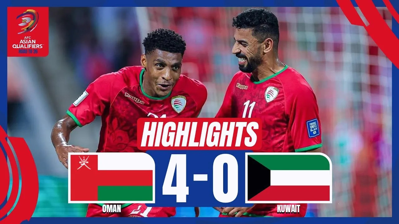 ไฮไลท์ฟุตบอลโลก รอบคัดเลือก โซนเอเชีย 2024 โอมานถล่มคูเวต 4-0 เมื่อวันที่ 11 ตุลาคม 2567 หรือ 11/10/2567