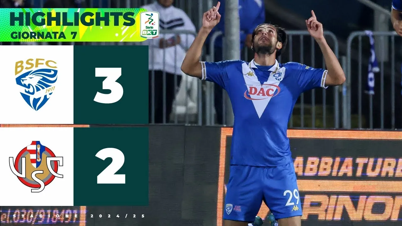 ไฮไลท์ฟุตบอล เบรสชาเฉือนเครโมเนเซ่ 3-2 ศึกเซเรียบีอิตาลี ประจำวันที่ 1 ตุลาคม 2567