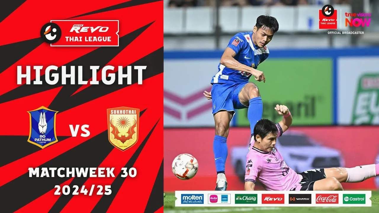 ย้อนดูไฮไลท์ศึกไทยลีก 27/04/2568 บีจี ปทุม ยูไนเต็ด เสมอมันส์ 4-4 กับ สุโขทัย เอฟซี ประตูแลกเดือดไฮลักซ์ รีโว่