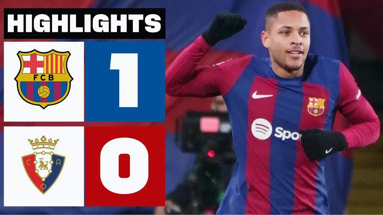 ไฮไลท์ฟุตบอล ลาลีก้า สเปน 2024 บาร์เซโลน่า เฉือน โอซาซูน่า 1-0 ประตูชัยในเกมวันนี้ 01/02/2567 dooball168hd.com