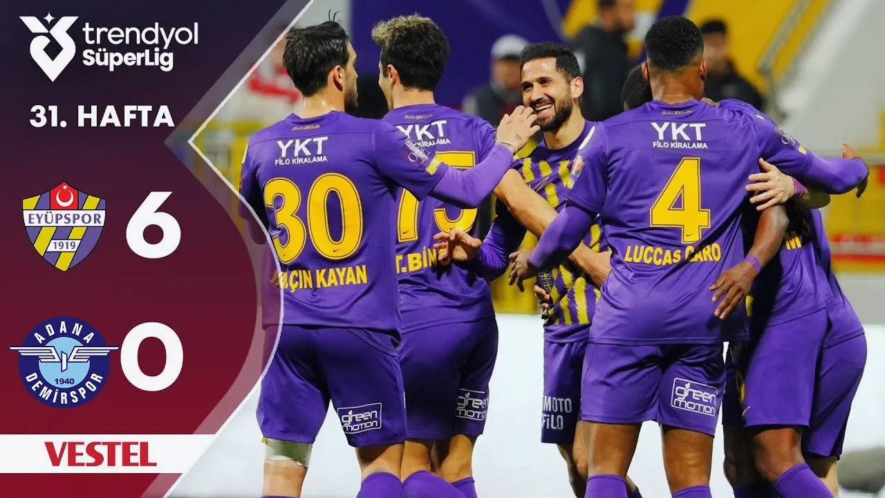 ไฮไลท์ฟุตบอล ตุรกี ซุปเปอร์ลีก 2025 : อียูบสปอร์ ถล่ม อดาน่า เดมิร์สปอร์ 6-0 เมื่อวันที่ 15 เมษายน 2568