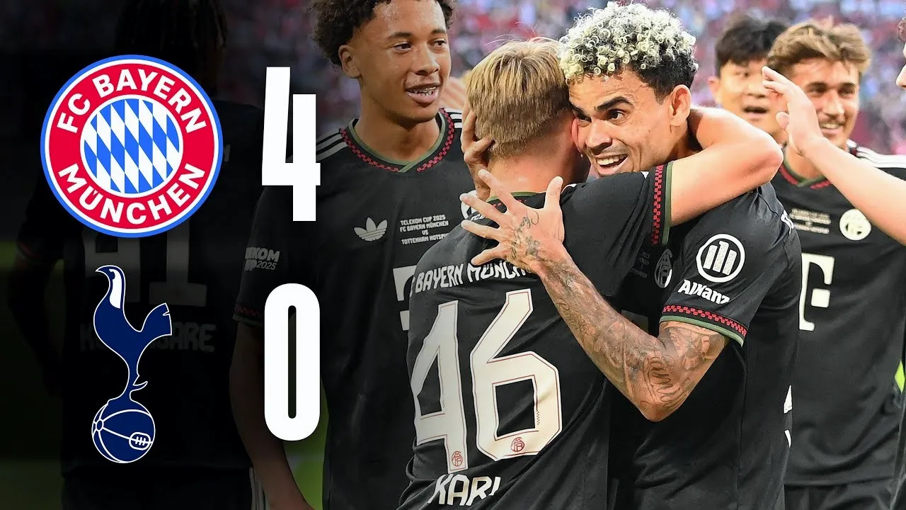 ไฮไลท์ฟุตบอล 08/08/2568 : บาเยิร์น มิวนิค ถล่ม ท็อตแน่ม ฮ็อตสเปอร์ส 4-0 ในศึกเยอรมัน ลีกา โททอล คัพ 2025