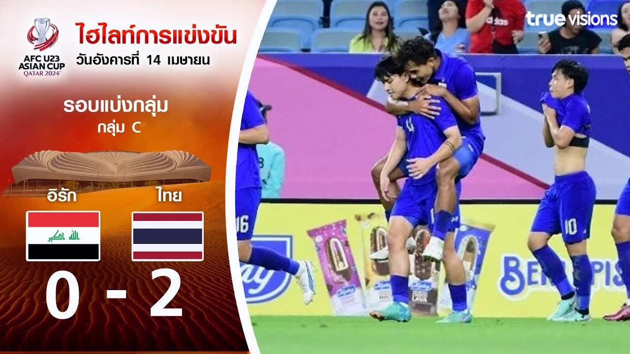 17 เมษายน 2567 ไฮไลท์บอล AFC U23 เอเชียนคัพ 2024 อิรัก(U23) 0-2 ไทย(U23) โดบอล 168HD