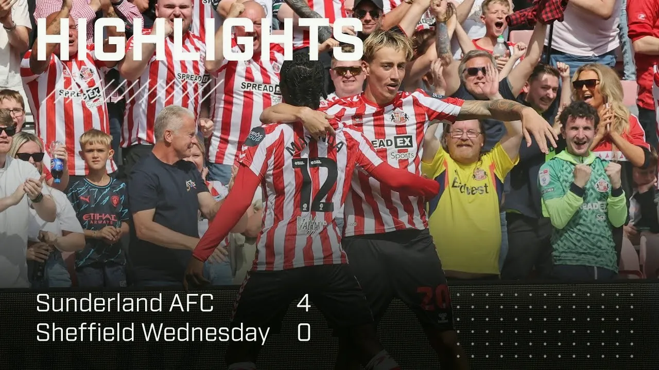 ไฮไลท์ฟุตบอล ซันเดอร์แลนด์ ถล่ม เชฟฟิลด์ เว้นส์เดย์ 4-0 เดอะแชมเปี้ยนส์ชิพ อังกฤษ วันที่ 19 สิงหาคม 2567