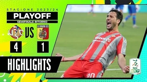 26 พฤษภาคม 2567 ไฮไลท์ฟุตบอล เครโมเนเซ่ ถล่ม คาตันซาโร่ 4-1 ศึกเซเรียบี อิตาลี เพลย์ออฟเลื่อนชั้น นัดสอง 2024 26/05/2567