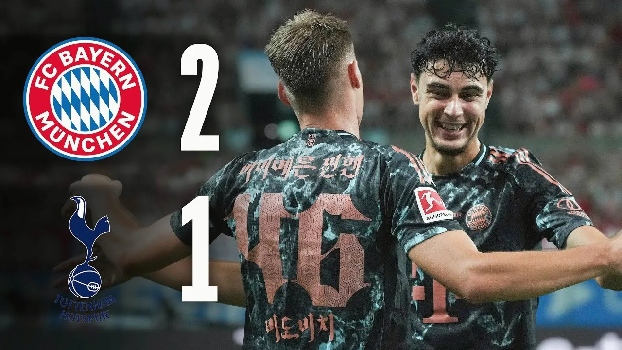 04/08/2567 ไฮไลท์ฟุตบอลนัดอุ่นเครื่อง: บาเยิร์น มิวนิค ล้ม ท็อตแน่ม ฮ็อทสเปอร์ส 2-1 ในศึกกระชับมิตรสโมสร ฤดูกาล 2024/25
