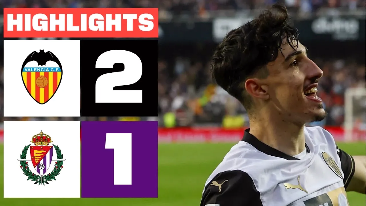 ไฮไลท์ฟุตบอล บาเลนเซีย เปิดรังชนะเรอัล บายาโดลิด 2-1 ลาลีก้า สเปน ฤดูกาล 2025 ประจำวันที่ 09/03/2568 dooball168hd.com