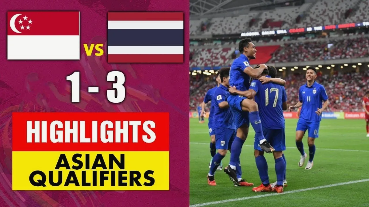 ดูไฮไลท์สิงคโปร์ 1-3 ไทย ฟุตบอลโลกรอบคัดเลือกโซนเอเชีย 2023 วันที่ 22 พฤศจิกายน 2566 - dooball168hd.com