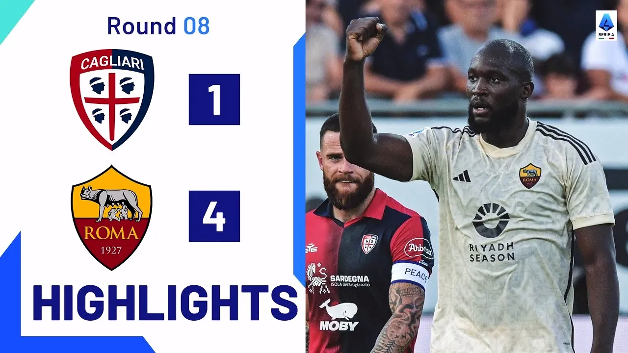 09/10/2566 ไฮไลท์ฟุตบอล เซเรียอา อิตาลี กายารี่ พ่ายยับคาบ้าน 1-4 เอเอส โรม่า คว้าชัยสามแต้มสำคัญ