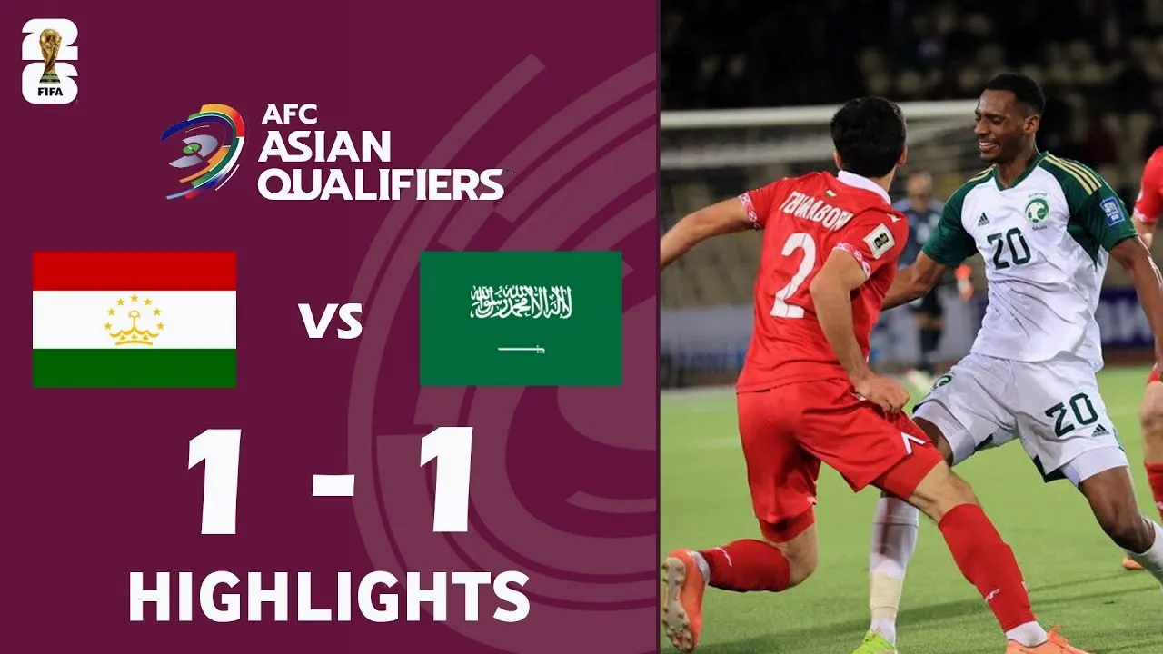 ไฮไลท์ฟุตบอลโลก รอบคัดเลือก โซนเอเชีย ทาจิกิสถานเสมอกับซาอุดิอาระเบีย 1-1 เมื่อ 27 มีนาคม 2567 จาก dooball168hd.com