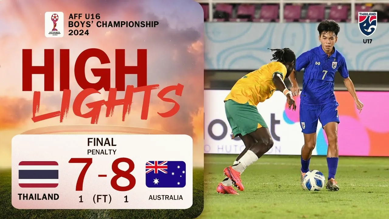 ไฮไลท์ฟุตบอล ไทย 1-1 ออสเตรเลีย ดวลจุดโทษ 7-8 ชิงแชมป์อาเซียน U16 2024 ประจำวันที่ 4 กรกฎาคม 2567 จาก dooball168hd.com