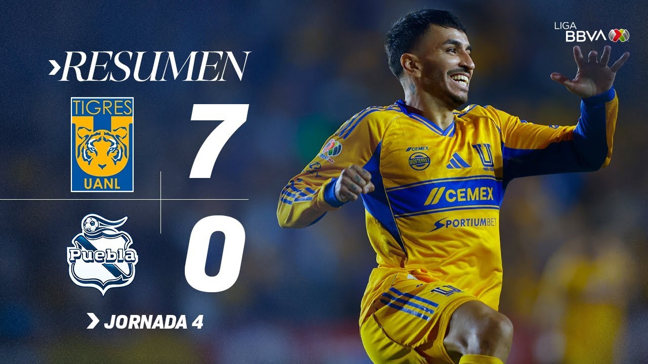 #ไฮไลท์ฟุตบอล [ ไทเกรส ยูเอเอ็นแอล 7 - 0 พูอีบลา ] เม็กซิโก พรีเมร่า ดิวิชั่น 2025/9.8.68