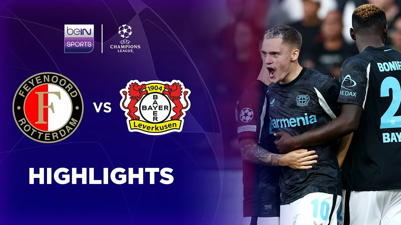 ไฮไลท์ฟุตบอล UEFA Champions League รอบแบ่งกลุ่ม 2024 เฟเยนูร์ด ร็อตเธอร์ดัม พ่ายคาบ้าน 0-4 เลเวอร์คูเซ่น วันที่ 20/09/2567 dooball168hd.com